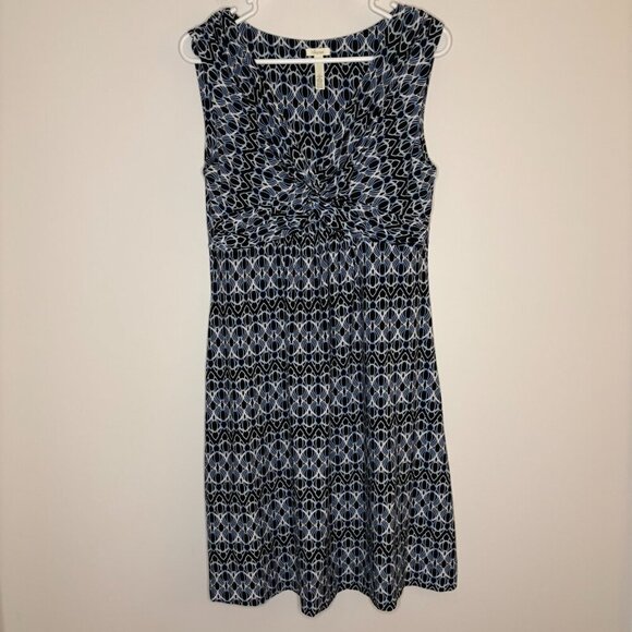 Soma Dresses & Skirts - SOMA V-Neck Sleeveless Faux Tie Dress Womans M Black Blue Stretch